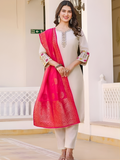 Women’s Embroidered Straight Kurta with Palazzo & Printed Dupatta | Elegant 3 Piece Ethnic Set