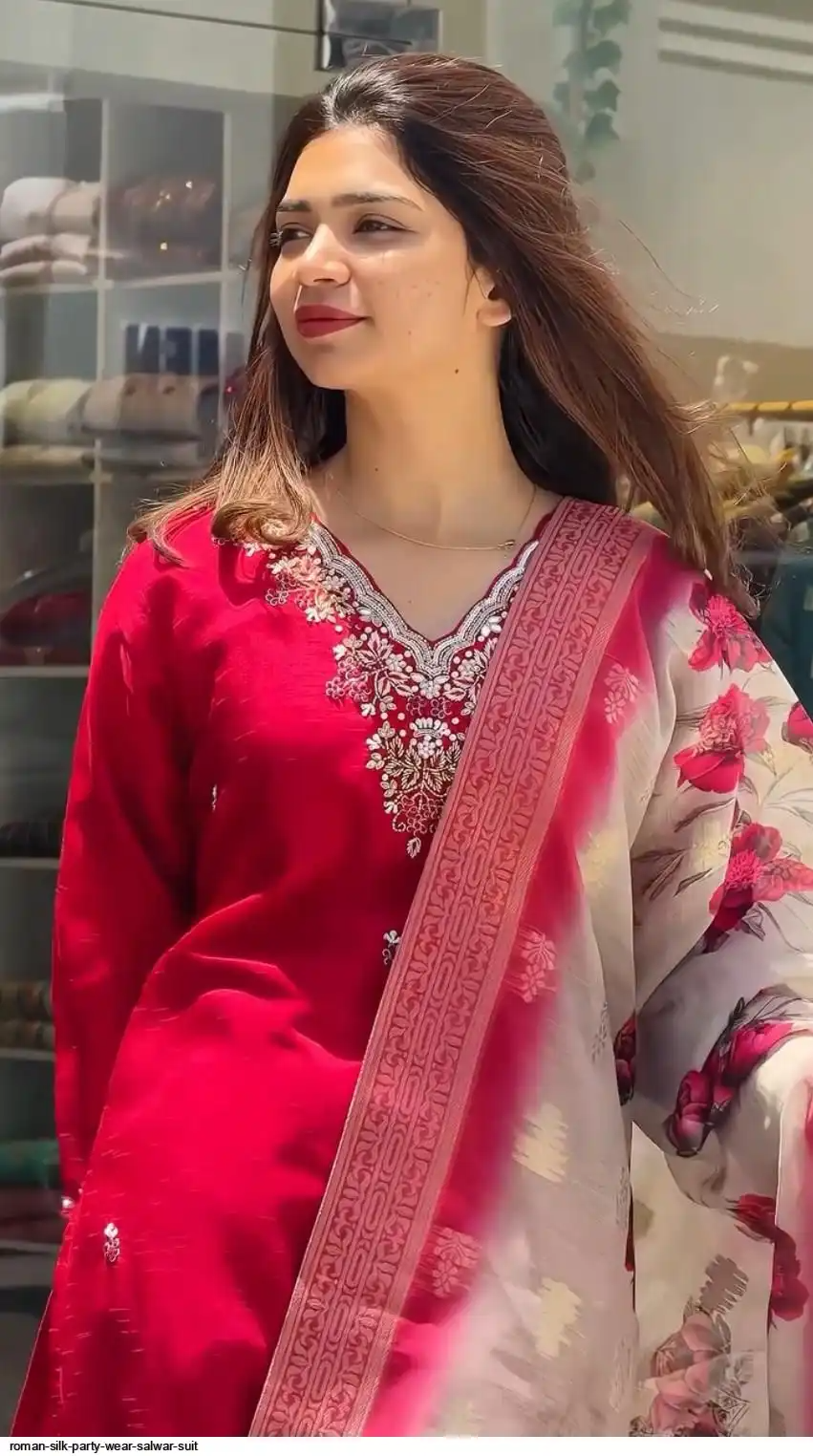 Elegant Wine Pink Embroidered Kurta Pant Set with Floral Printed Dupatta