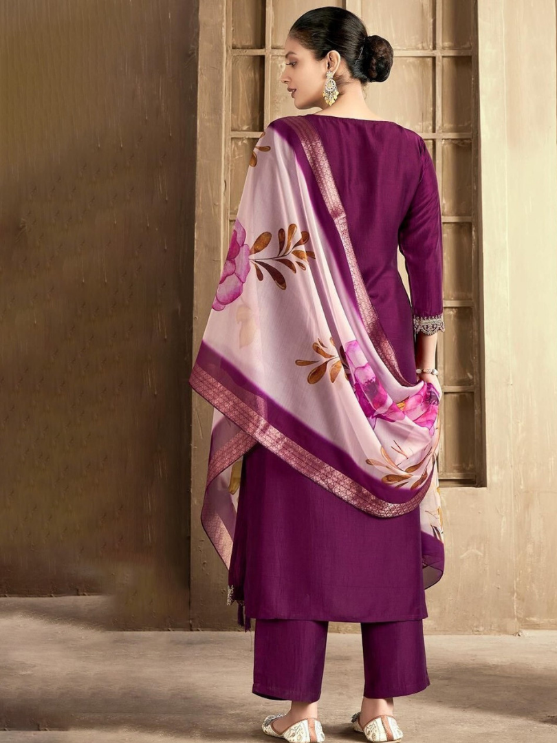 Women’s Embroidered Kurta Pant Dupatta Set | Designer Ethnic Suit Set | Festive & Party Wear