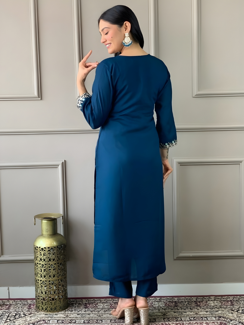 Women’s Embroidered Kurta Pant Dupatta Set | Elegant Ethnic Wear Suit Set | Festive & Party Wear