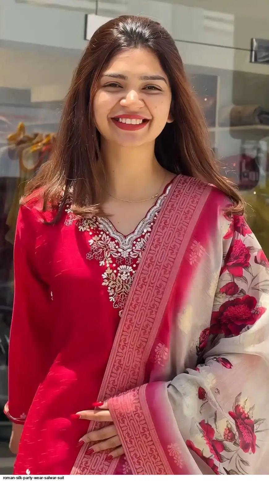 Elegant Wine Pink Embroidered Kurta Pant Set with Floral Printed Dupatta