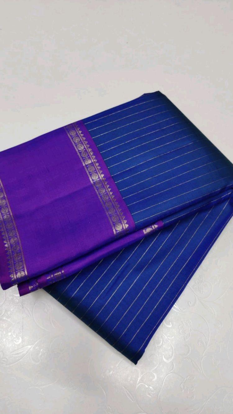 Pure soft silk stunning Blue and dark wine saree, daily wear