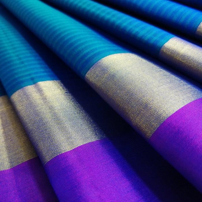 Pure soft silk stunning Blue and dark wine saree, daily wear